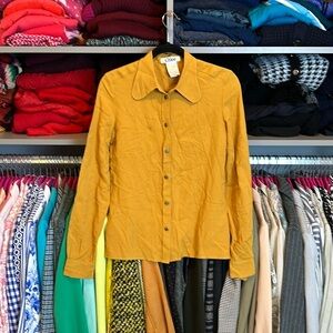 Vintage Chloe mustard long sleeve button down blouse size 6